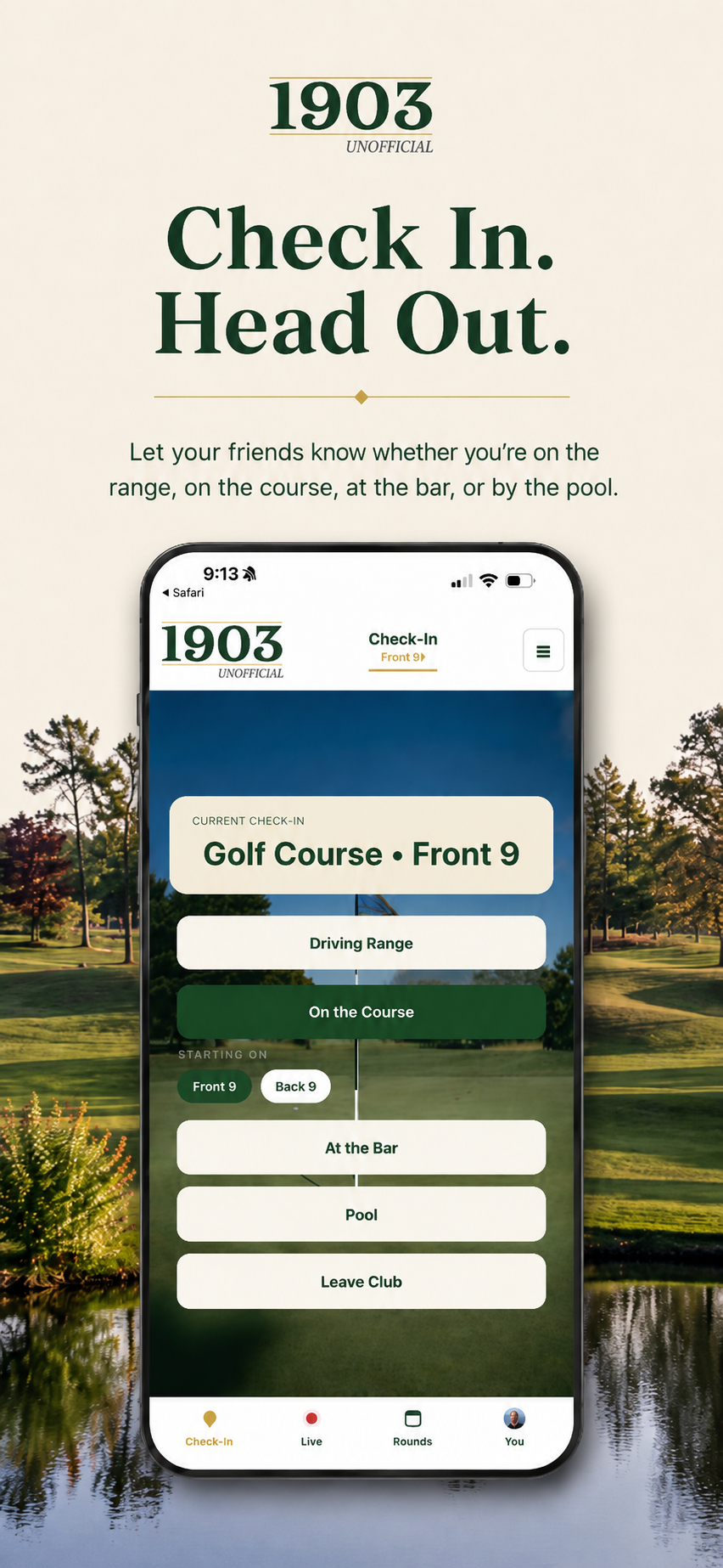 1903 Unofficial check-in screen